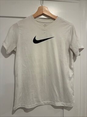 Nike White Short Sleeve Tee with Black Swoosh